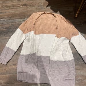 ONE SIZE Pink Lilly color block cardigan